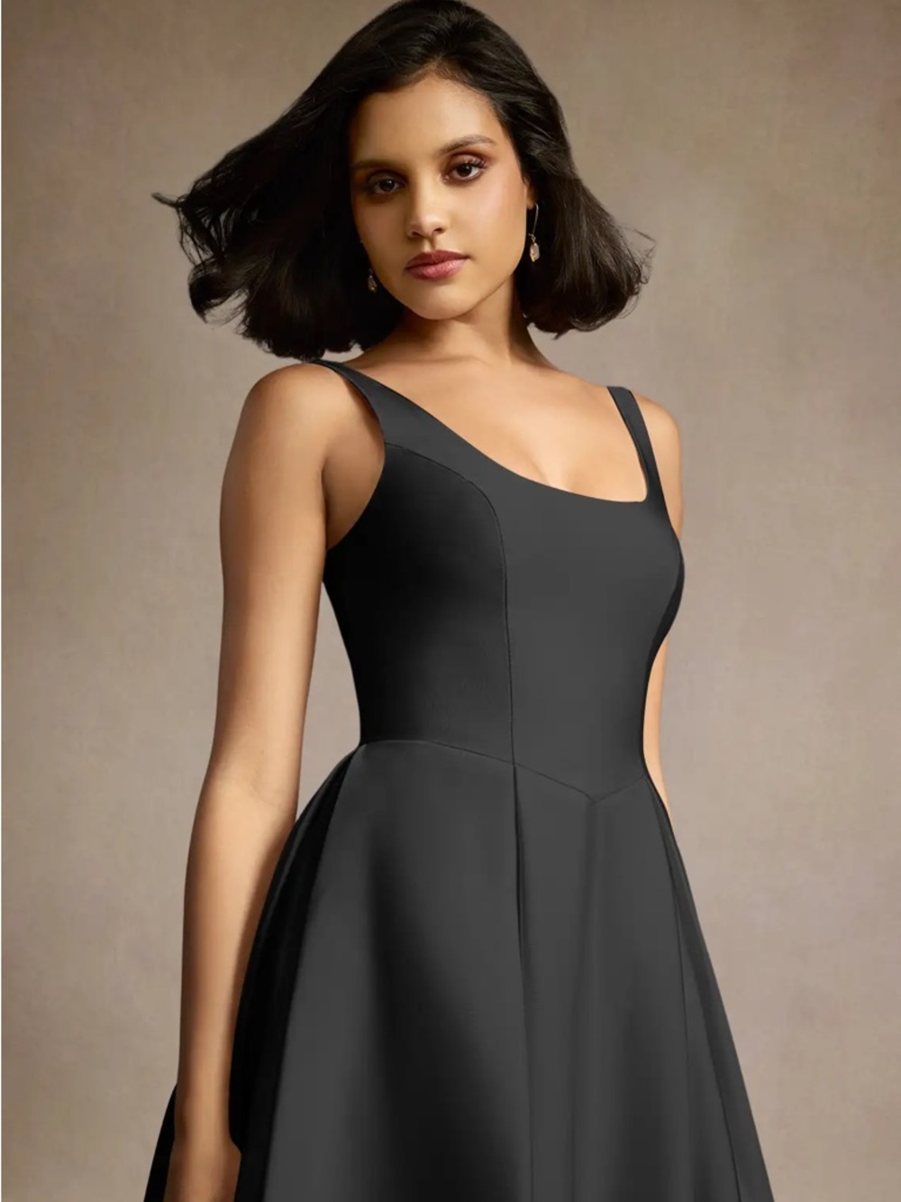 Azazie Black Sleeveless Midi Dress - Picture 2 of 6